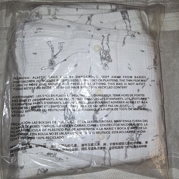 AE Aerie Halloween Skeleton Cotton Gauze Pajama Set Size MED - Picture 8 of 9